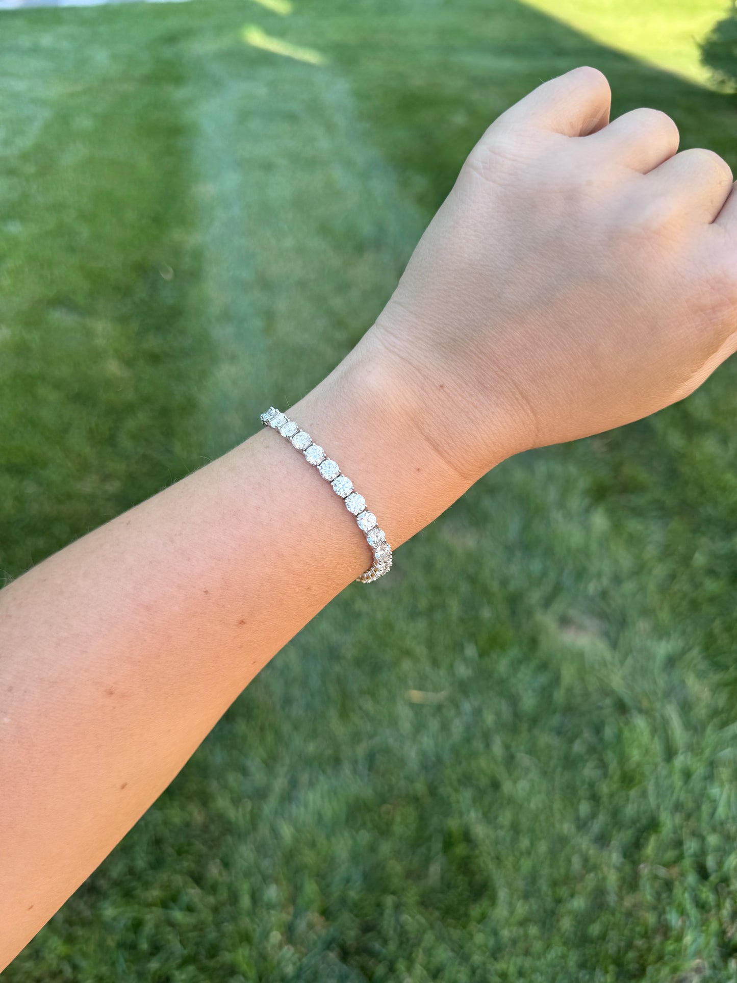 Moissanite and Sterling Silver Tennis Bracelet