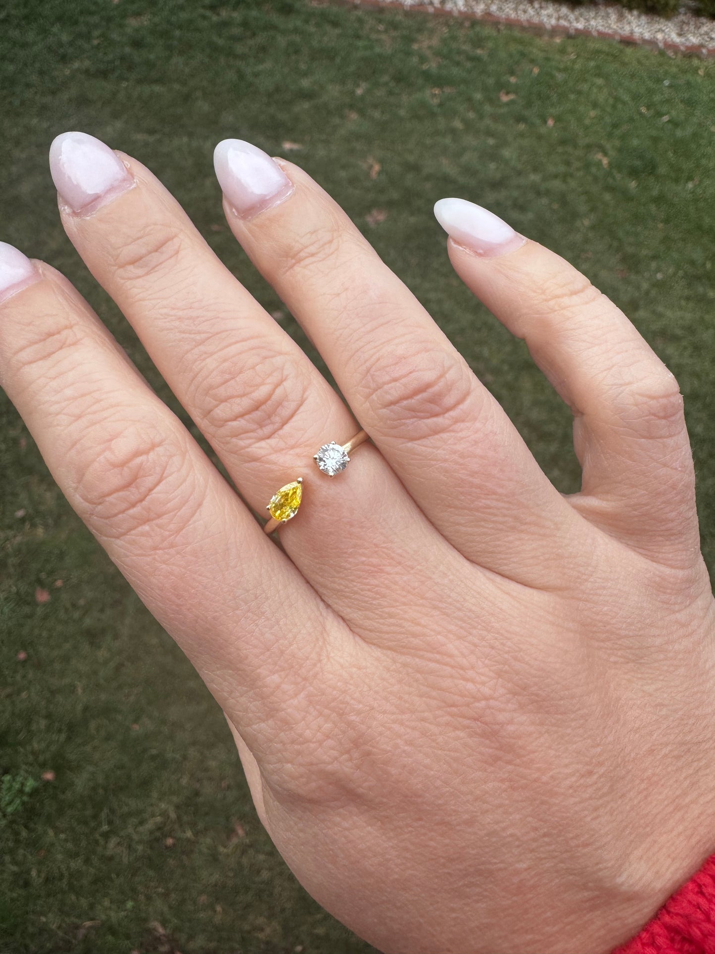 Open mix shape diamond ring