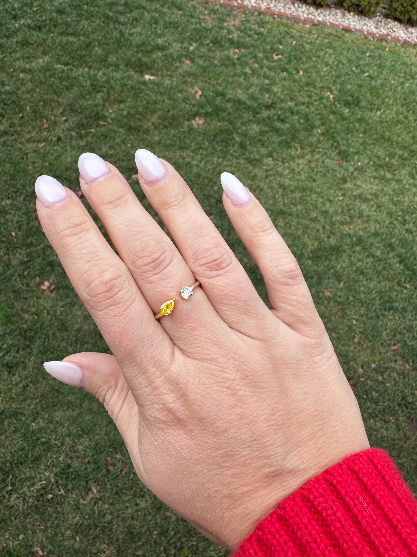 Open mix shape diamond ring