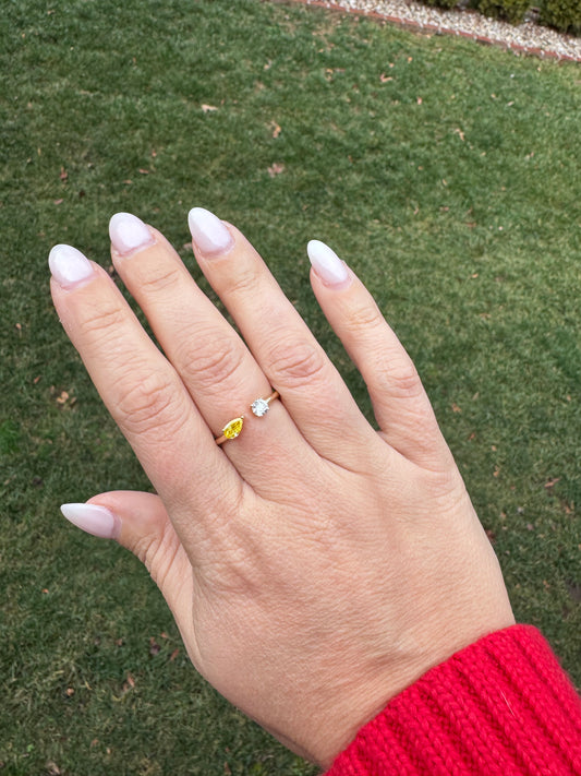 Open mix shape diamond ring