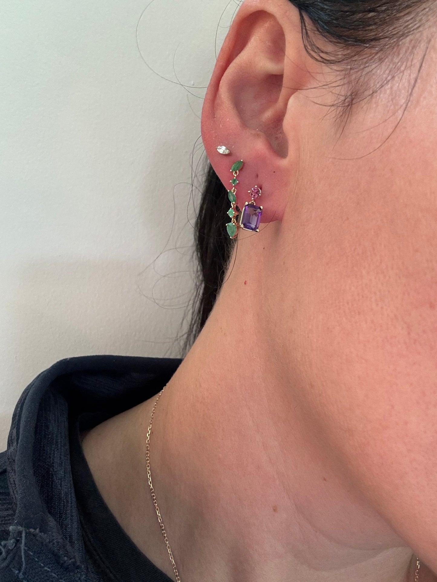 Emerald 14k dangle earrings