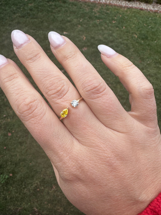 Open mix shape diamond ring