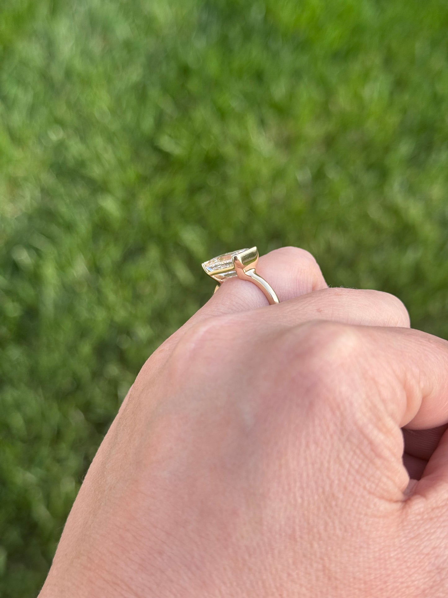 East West half bezel Diamond Engagement ring