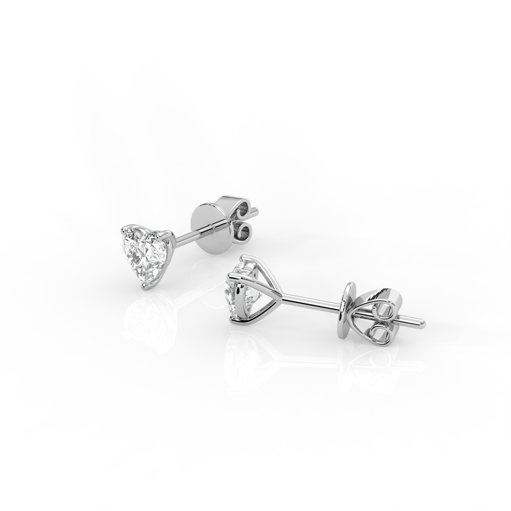 Mini Heart Diamond Stud Earrings