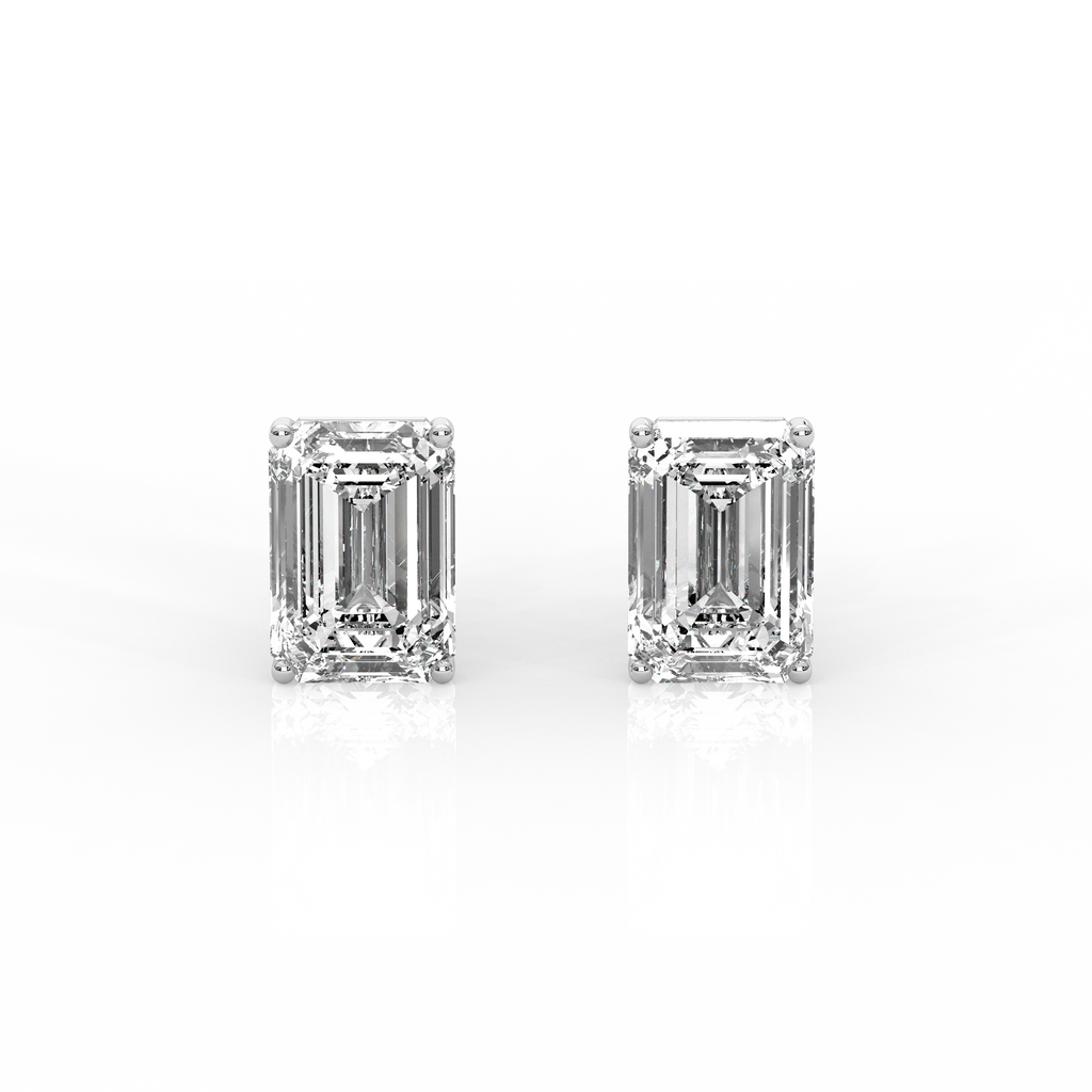 Emerald Diamond Stud Earrings