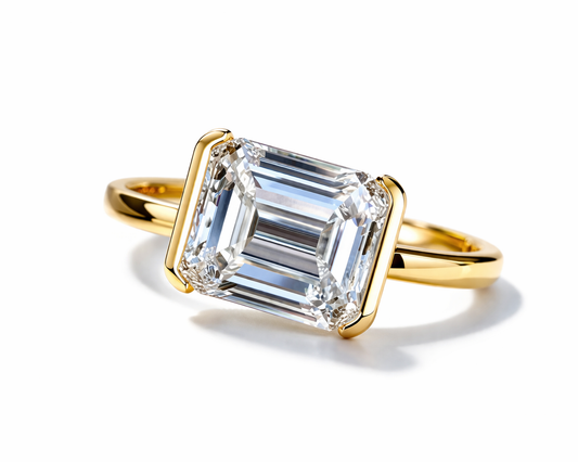 East West half bezel Diamond Engagement ring