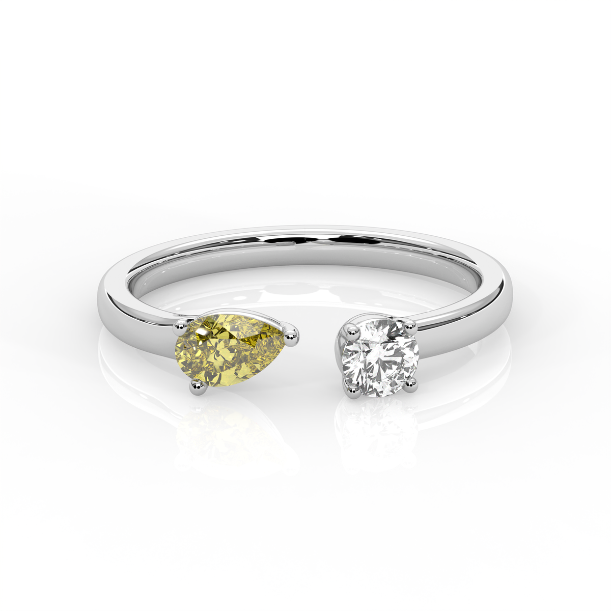 Open mix shape diamond ring