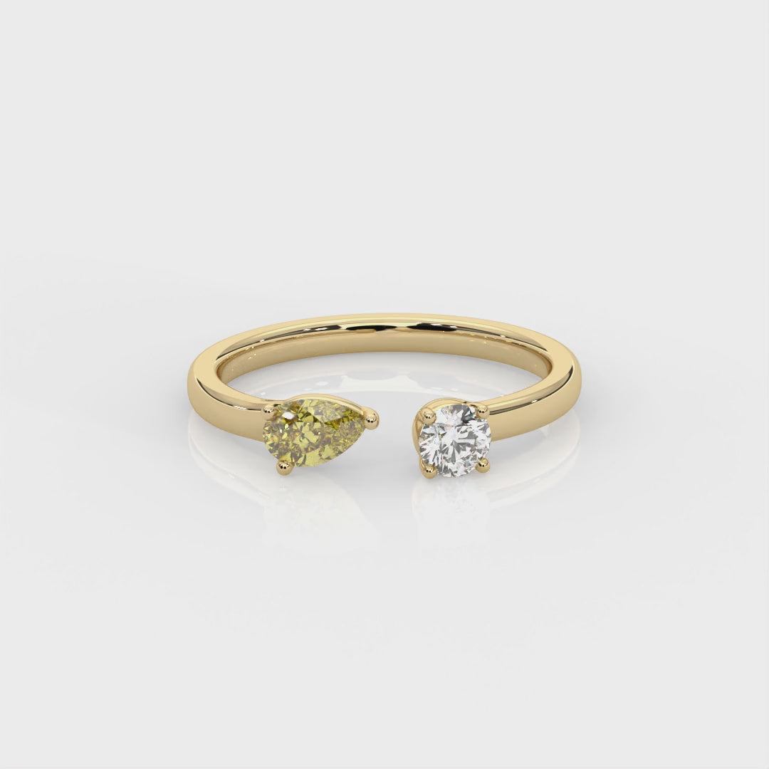 Open mix shape diamond ring