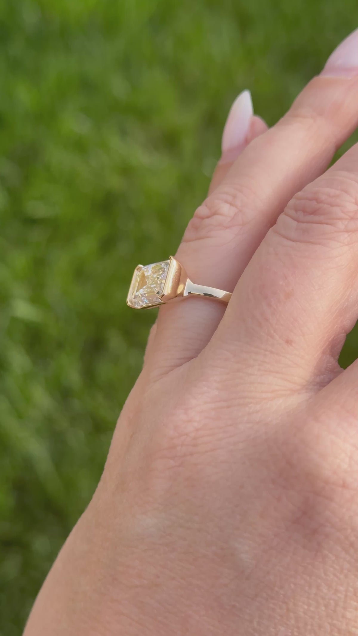 East West half bezel Diamond Engagement ring