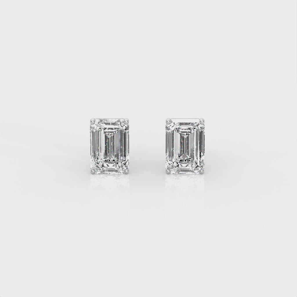 Emerald Diamond Stud Earrings