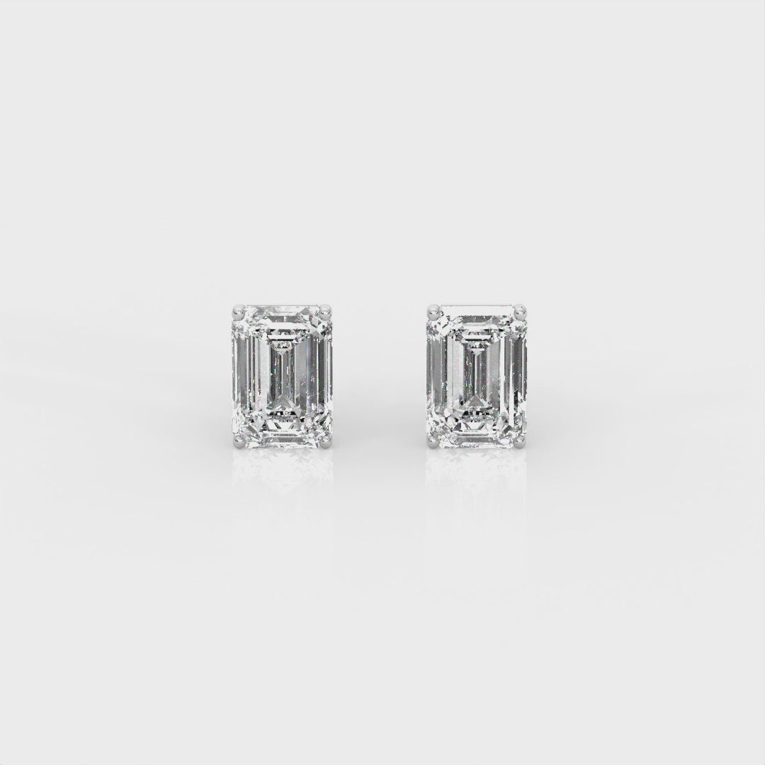 Emerald Diamond Stud Earrings